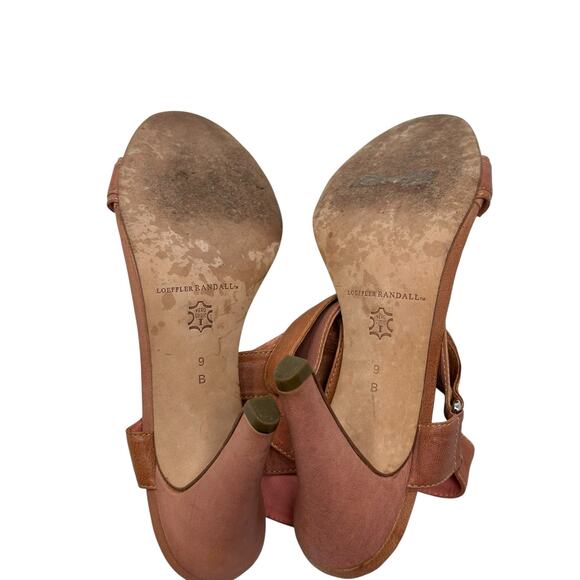 Loeffler Randall Pink Tan leather slingback straps Sandal Heels size 9B - Picture 3 of 13